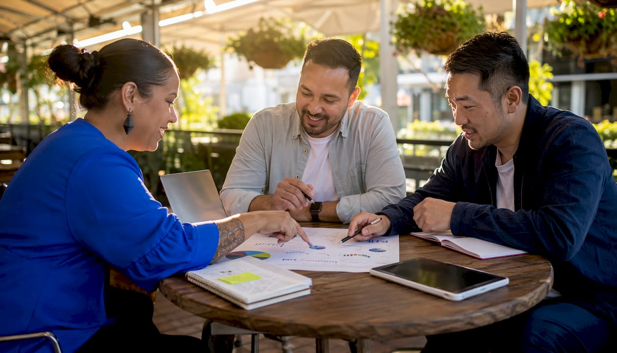 Marketing team discussing PPC reports
