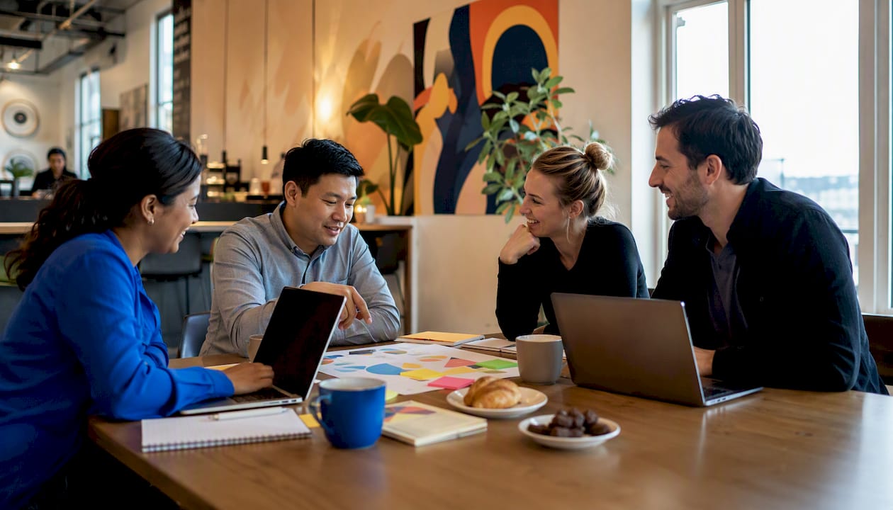 Digital marketing team collaborating on strategy