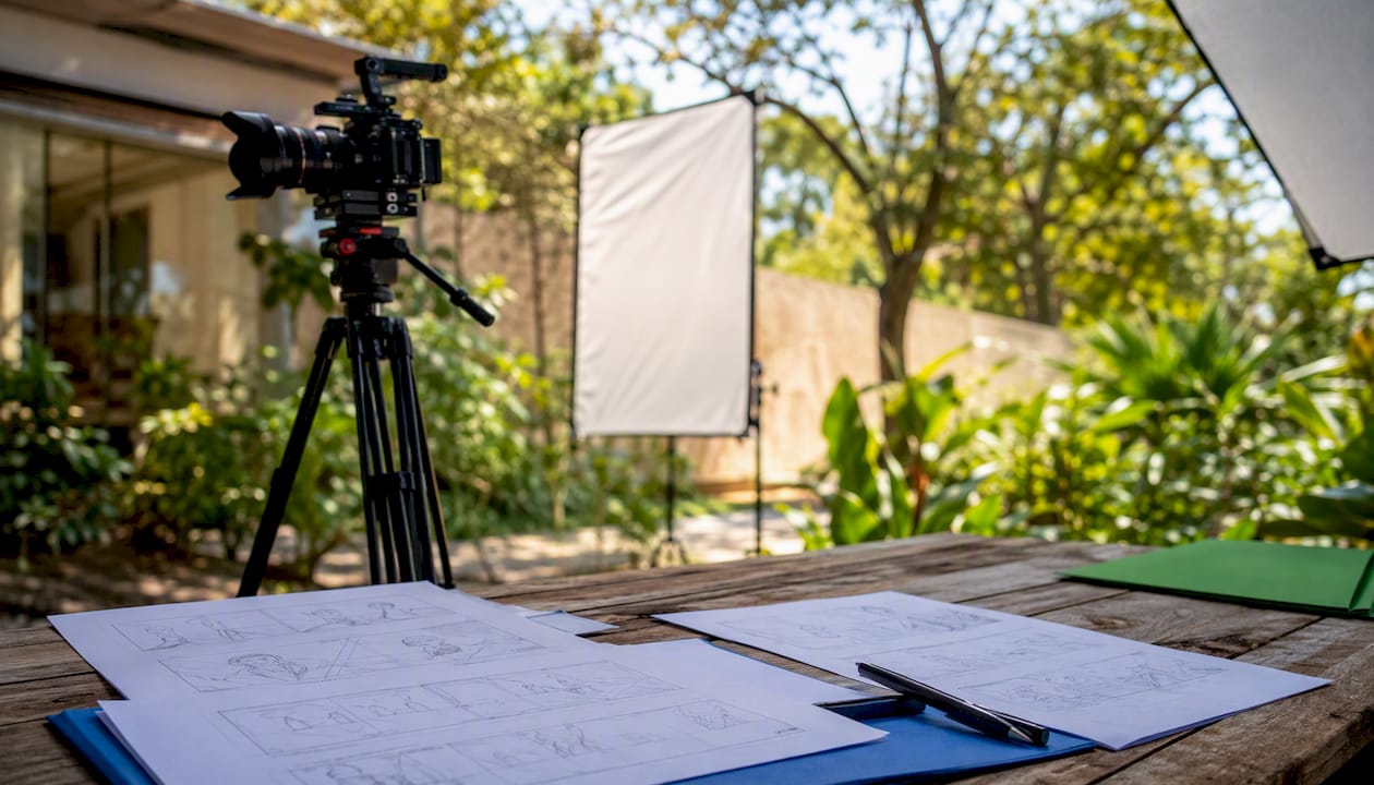 Video production equipment on desk