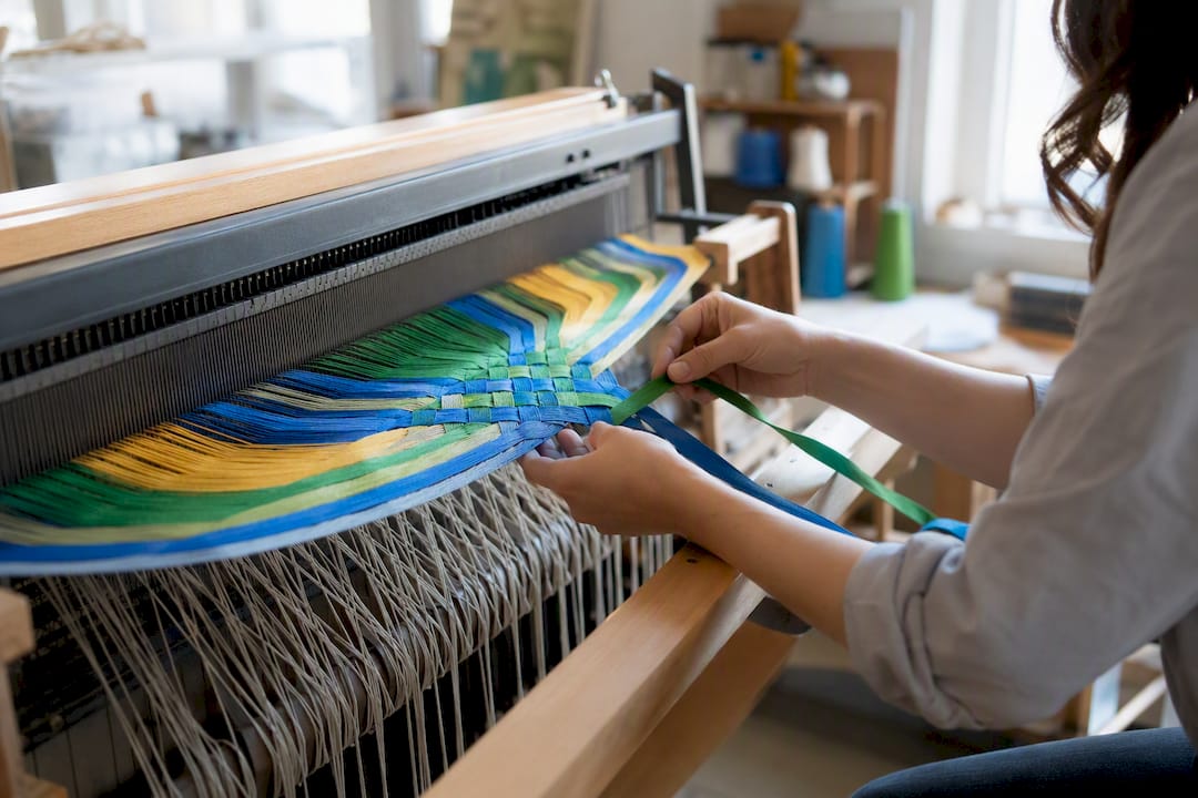 Hands threading colored strings representing app deep links