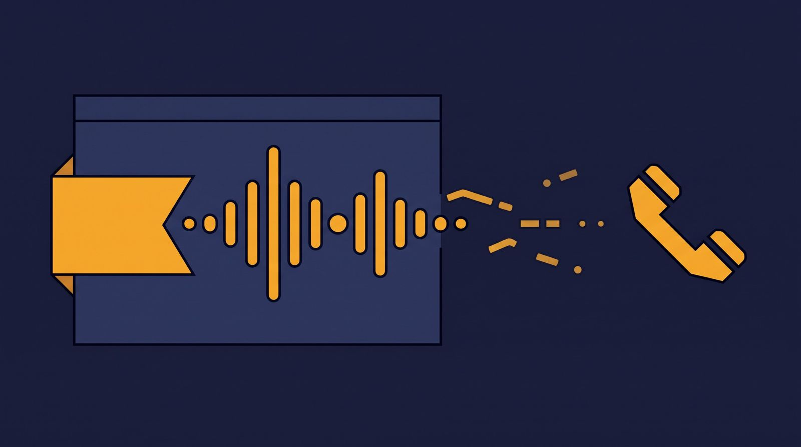 Editorial 3D illustration of a cookie consent banner with a phone call sound wave passing behind it and fading, showing a lost trail between an ad and a call